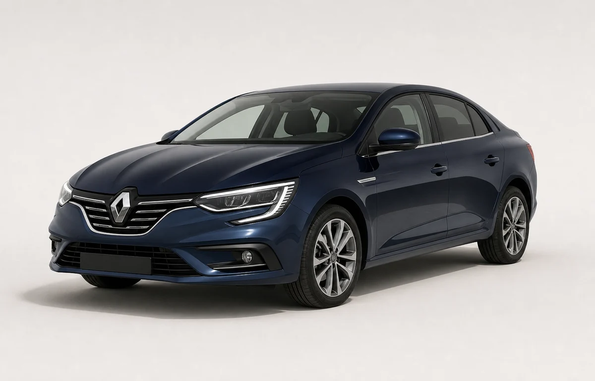 Lacivert Renault Megane Sedan önden üç çeyrek görünüm